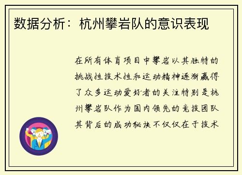 数据分析：杭州攀岩队的意识表现